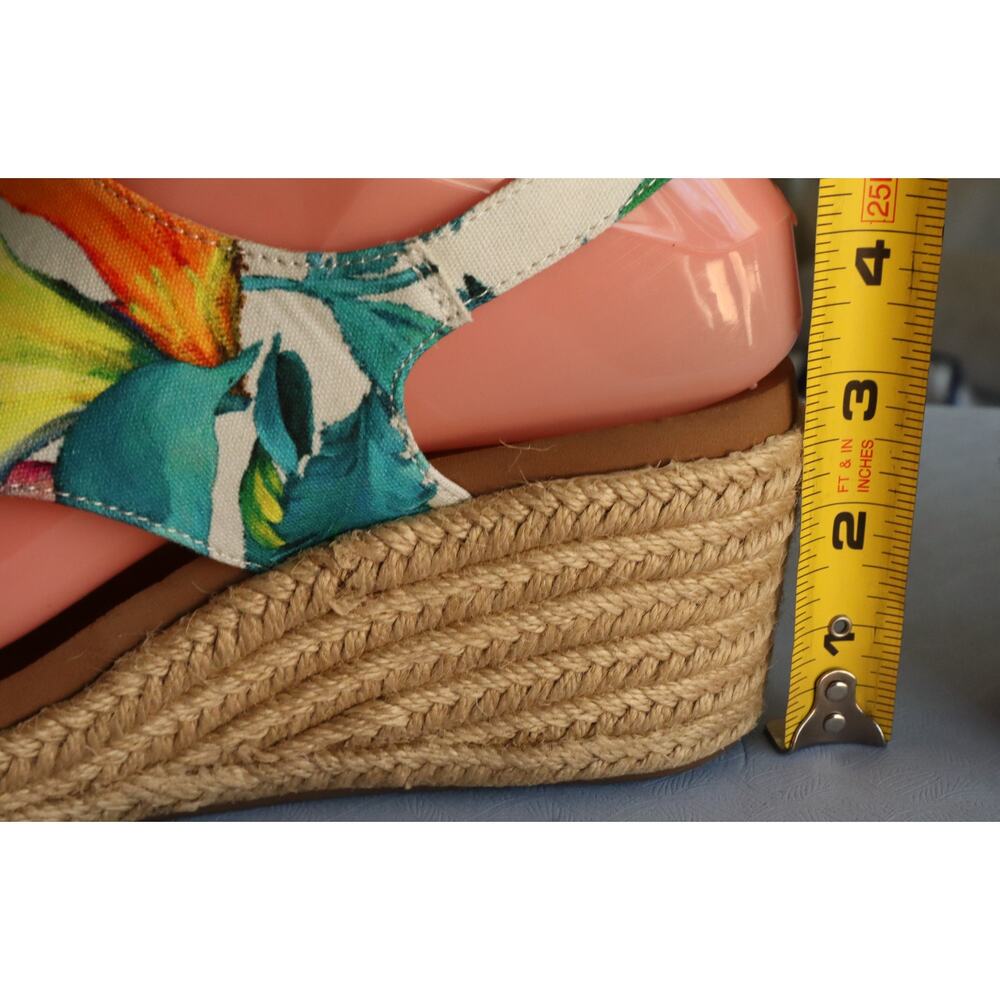 Corkys Carley Floral Espadrille Wedge Sandal Slingback Platform 7 Hook & Loop - Picture 7 of 8